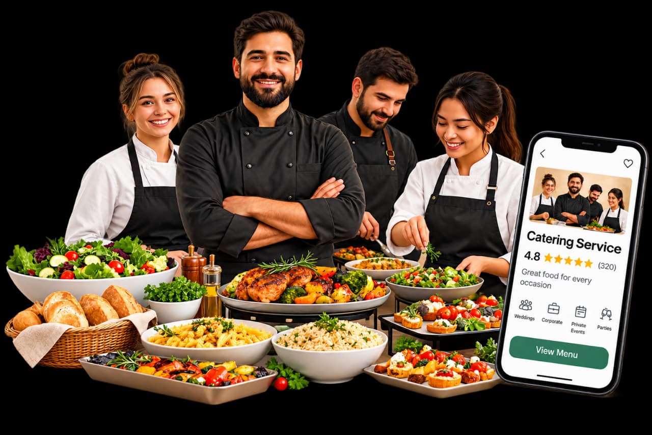 A catering team preparing for an event